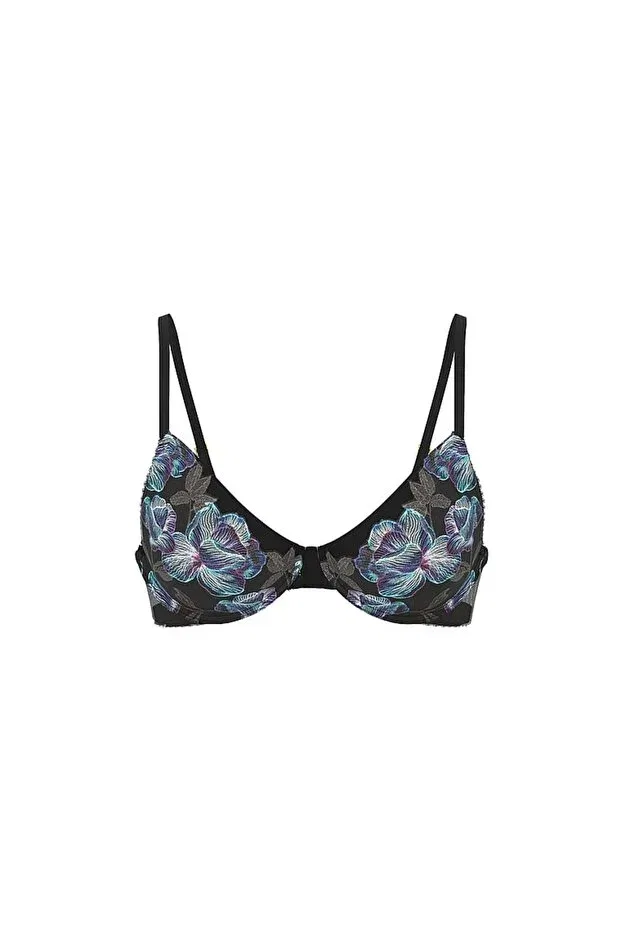 Женский бюстгальтер с вышивкой Orchid embroidered push-up bra Victoria'S Secret, Mavi Orchids — фото 3