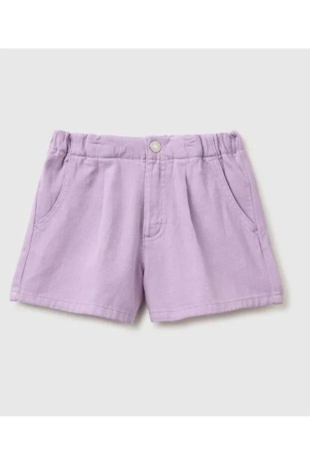 Детские шорты для девочек хлопковые с резинкой на поясе United Colors Of Benetton, Lila