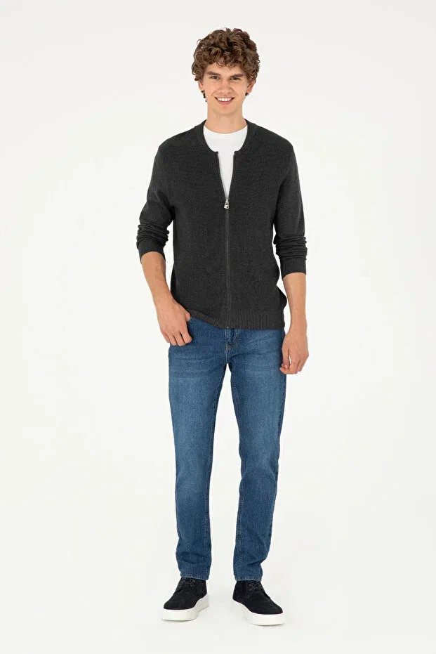 Мужской кардиган с длинным рукавом Basics U.S. Polo Assn., Anthracite Melange — фото 4
