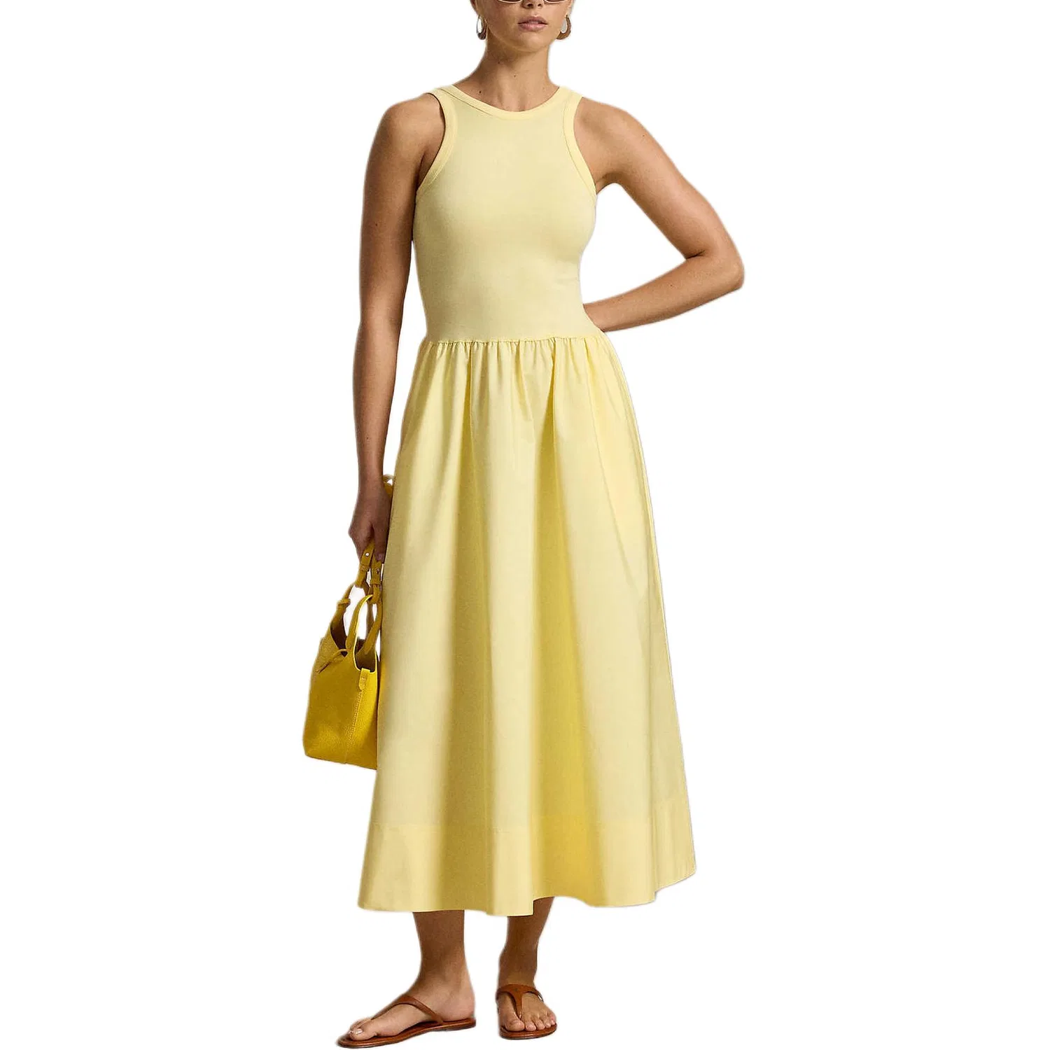 Женское платье-трапеция без рукавов с длинной юбкой Polo Ralph Lauren, Light Yellow — фото 3