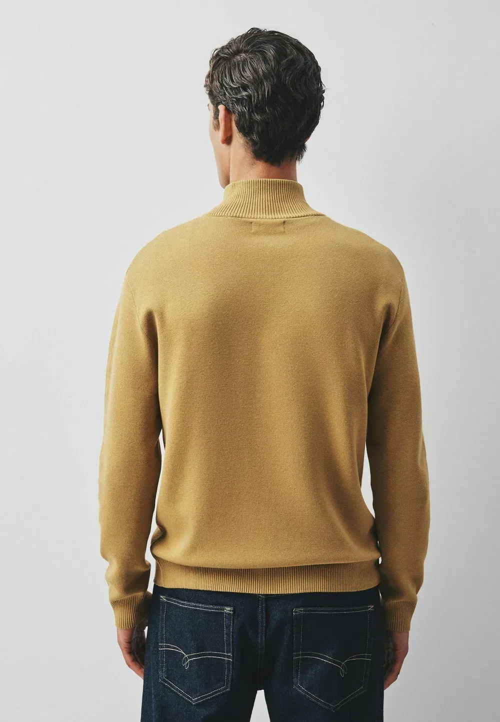 Свитер стандартного кроя с молнией на четверть длины Next, Ochre Yellow — фото 3