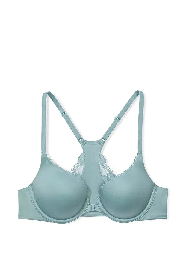 Женский бюстгальтер кружевной с бретелью-спагетти Perfect Shape Lace Racerback Gathering Bra Victoria'S Secret, Jupiter Blue — фото 3