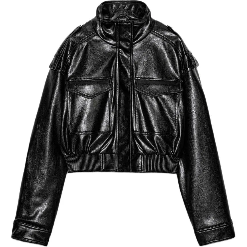 Женская куртка с воротником-стойкой ZARA, Black
