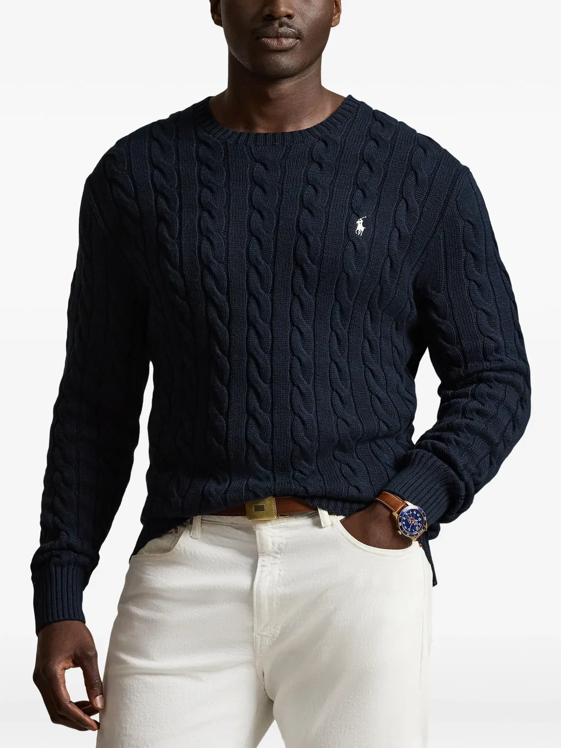 Polo Ralph Lauren Свитер с аранами, синий — фото 3