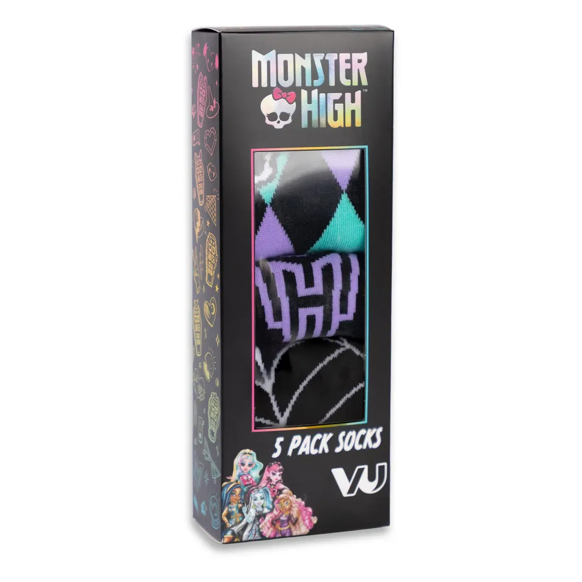 Детские носки с принтом Skulls and Stripes Monster High, Multi — фото 3