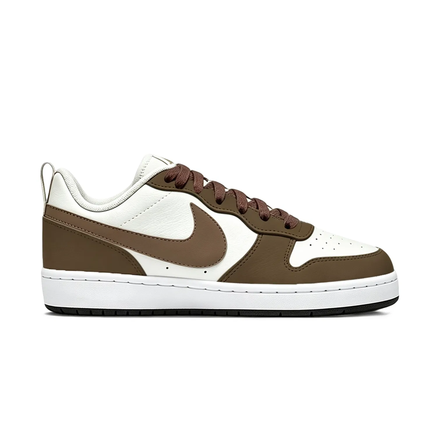 Детские кроссовки для скейтбординга с кожаным верхом Nike Court Borough 2, White Brown Multicolor — фото 4