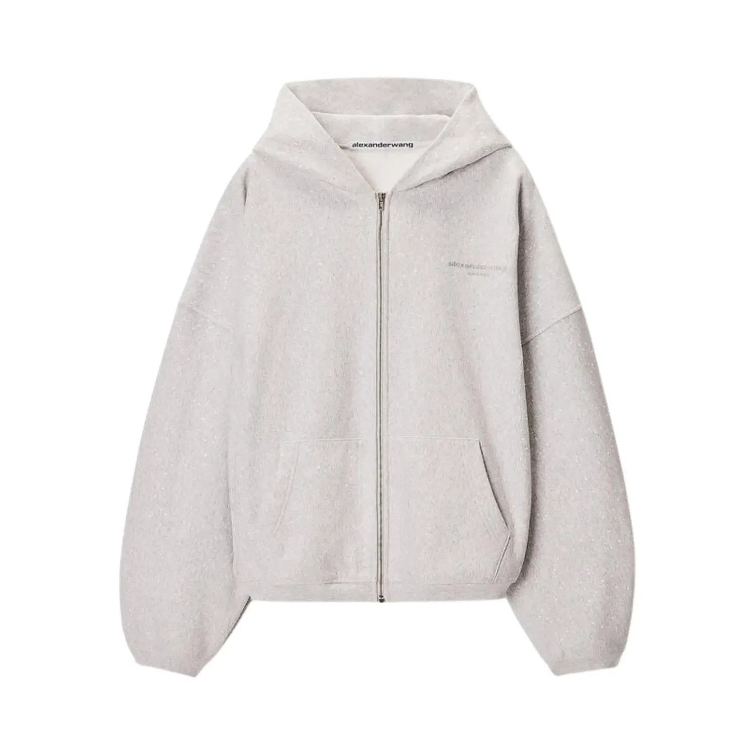 Худи Alexander Wang Allover Hotfix Oversized на молнии, серый