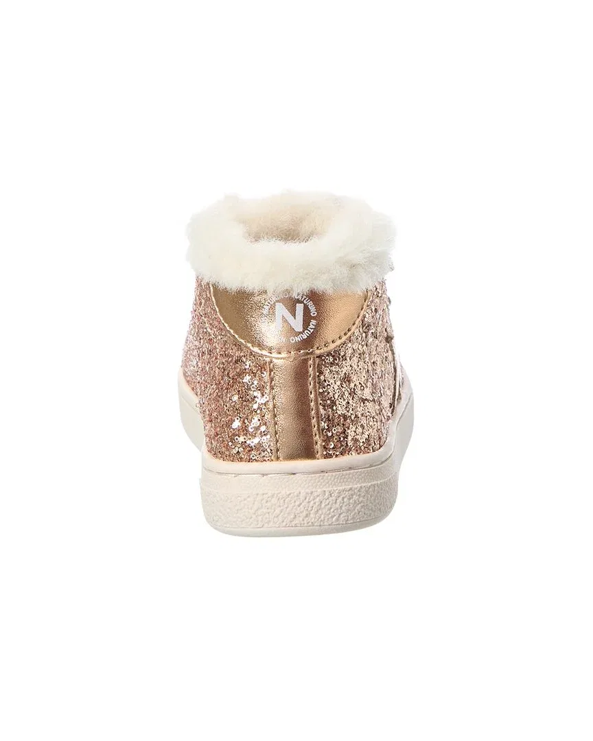 Детские кроссовки с блестящим декором Naturino Pinn High Glitter & Leather, Gold — фото 3