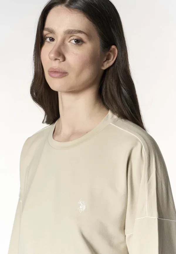 Свитшот хлопковый U.S. Polo Assn., beige, бежевый — фото 4