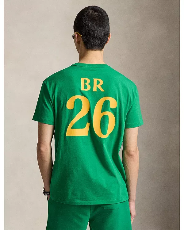 Мужская футболка с принтом Classic Fit Brazil T-Shirt Polo Ralph Lauren, зеленый — фото 3