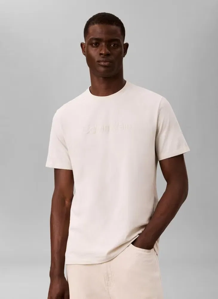 Футболка с принтом и логотипом, графическая модель, Calvin Klein, белый