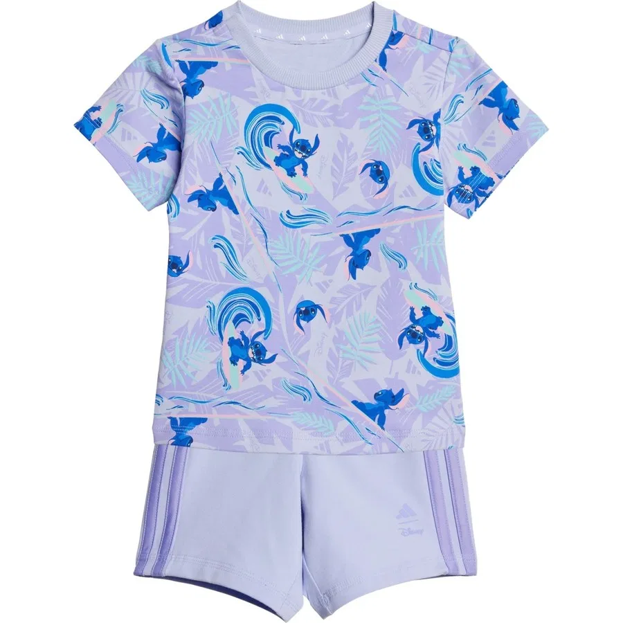 Комплект футболка и шорты с принтом Stitch adidas Disney Lilo & Stitch, Фиолетовый — фото 3