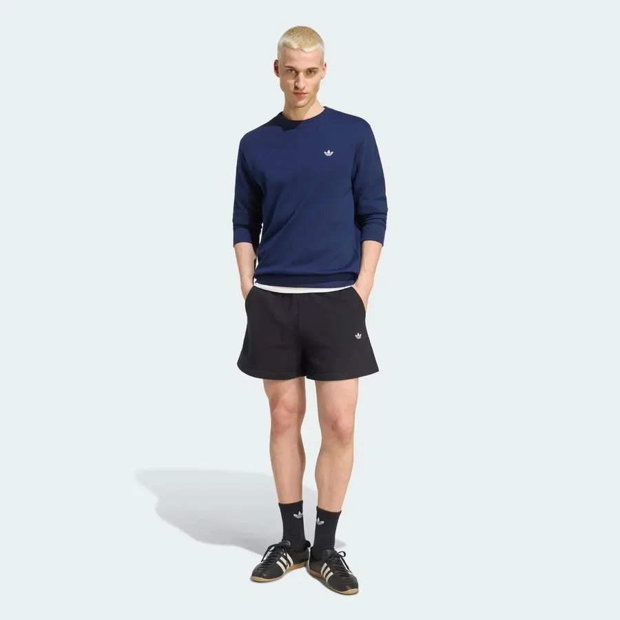 Мужской свитшот с круглым вырезом из футера Trefoil Essentials Crew French Terry adidas, Темно-синий — фото 3