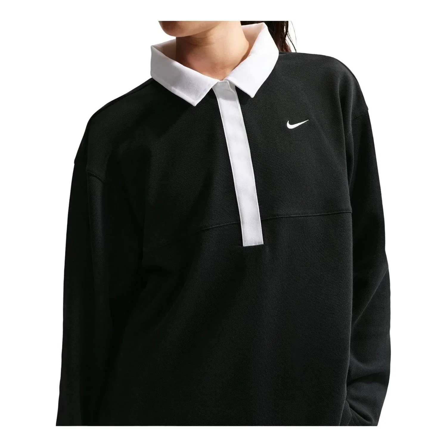 Женское поло Sportswear Oversized Polo 'Black White' Nike, Black/White