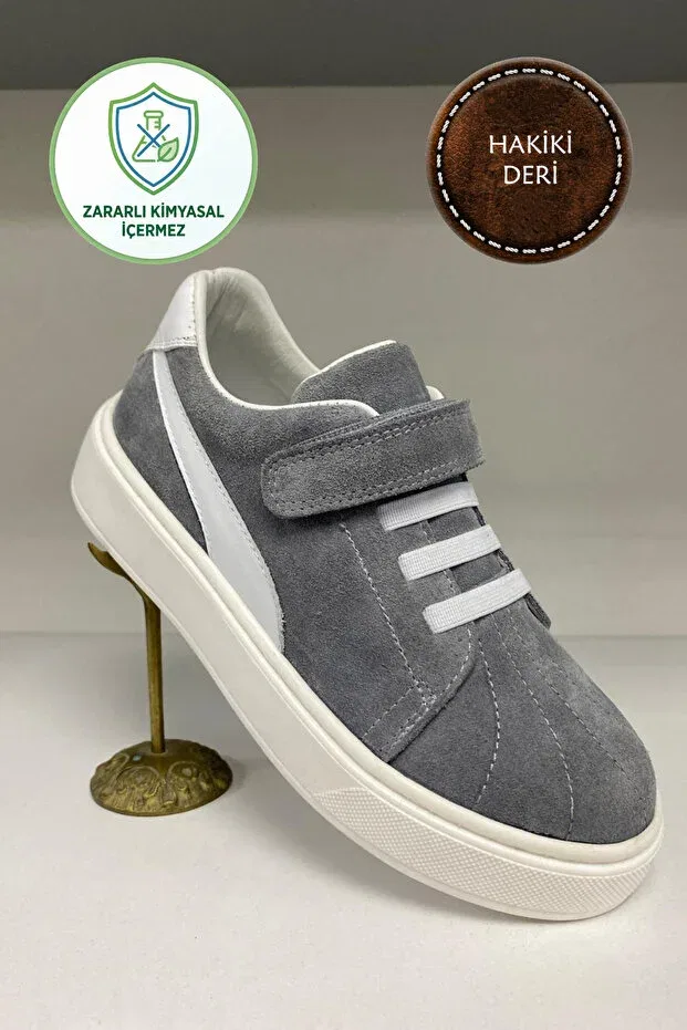 Детские туфли для девочек ортопедические Şenler Bebe World Kids, Gray Suede Cover White