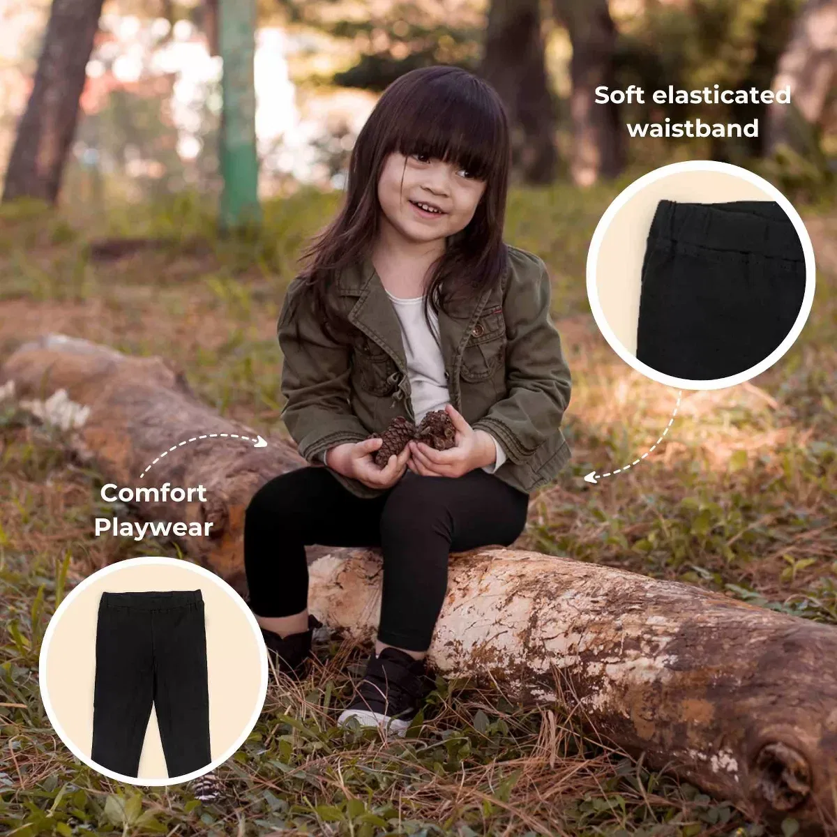 Детские леггинсы для девочек хлопковые Ola! Otter, Black — фото 3