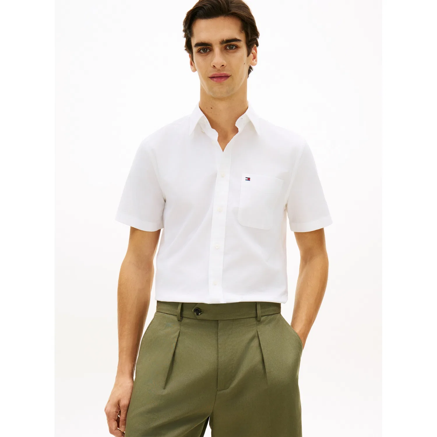 Мужская рубашка с коротким рукавом regular fit Tommy Hilfiger, White