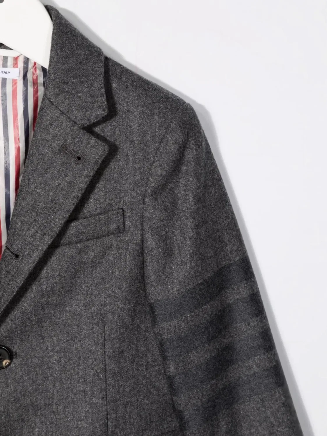 Детский однобортный шерстяной пиджак Thom Browne, серый — фото 3