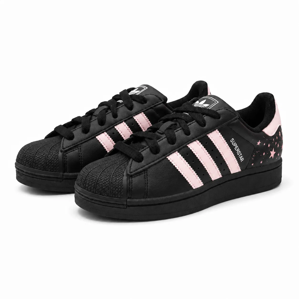 Детские кроссовки для скейтбординга с ручной росписью Adidas Originals Superstar 2, Черный — фото 4