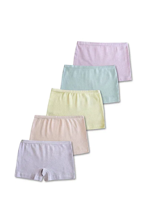 Детские трусы-боксеры для девочек хлопковые комплект 5 шт Underwear Panfilia, Lilac-Pink-Green