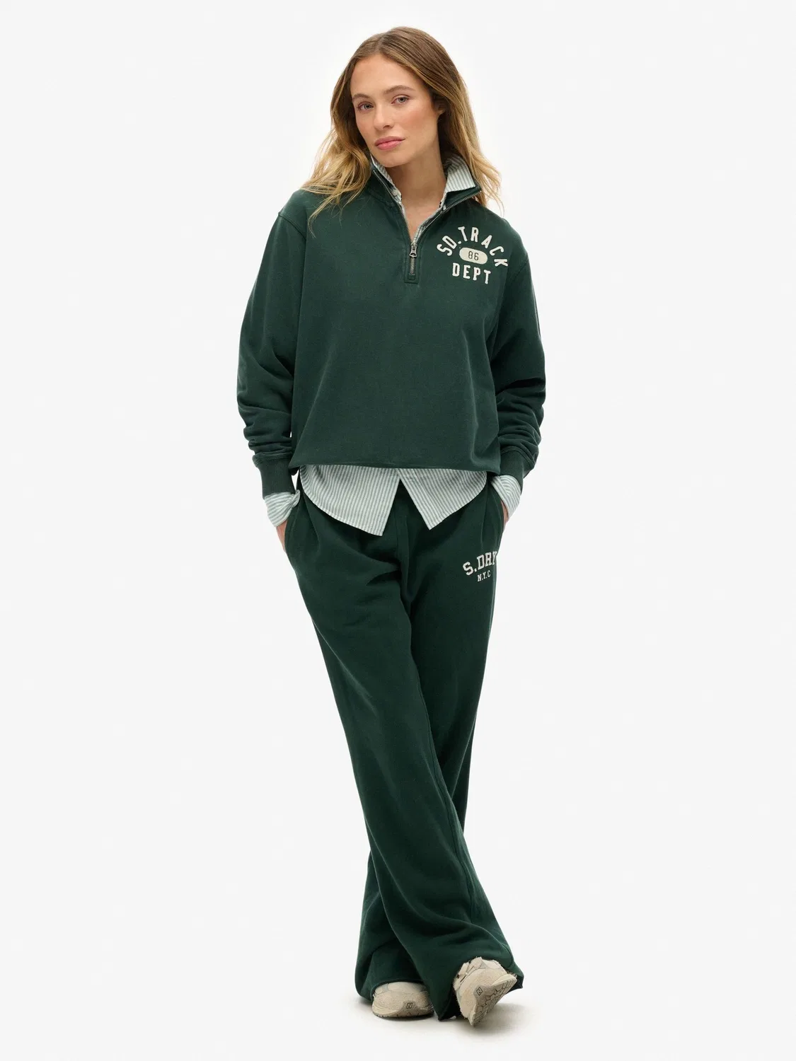 Толстовка полузастежка Athletic Essentials Applique Superdry, зеленый — фото 3