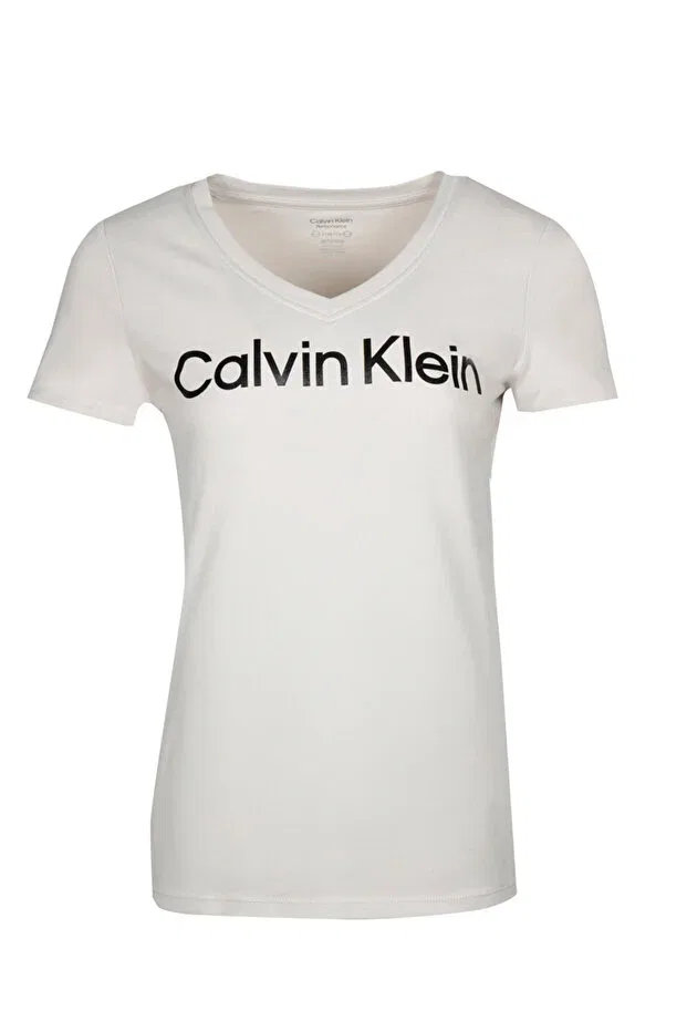Женская футболка с V-образным вырезом Calvin Klein, Cream