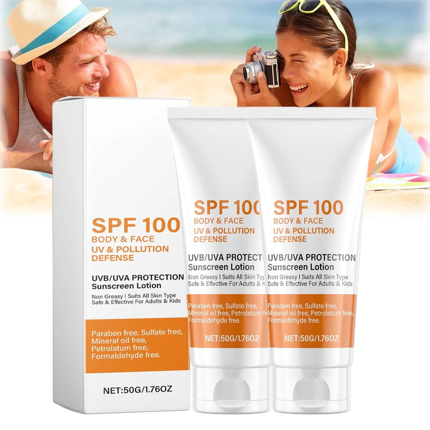 Солнцезащитный гель SPF 100, 50 г, 2 шт Generisch