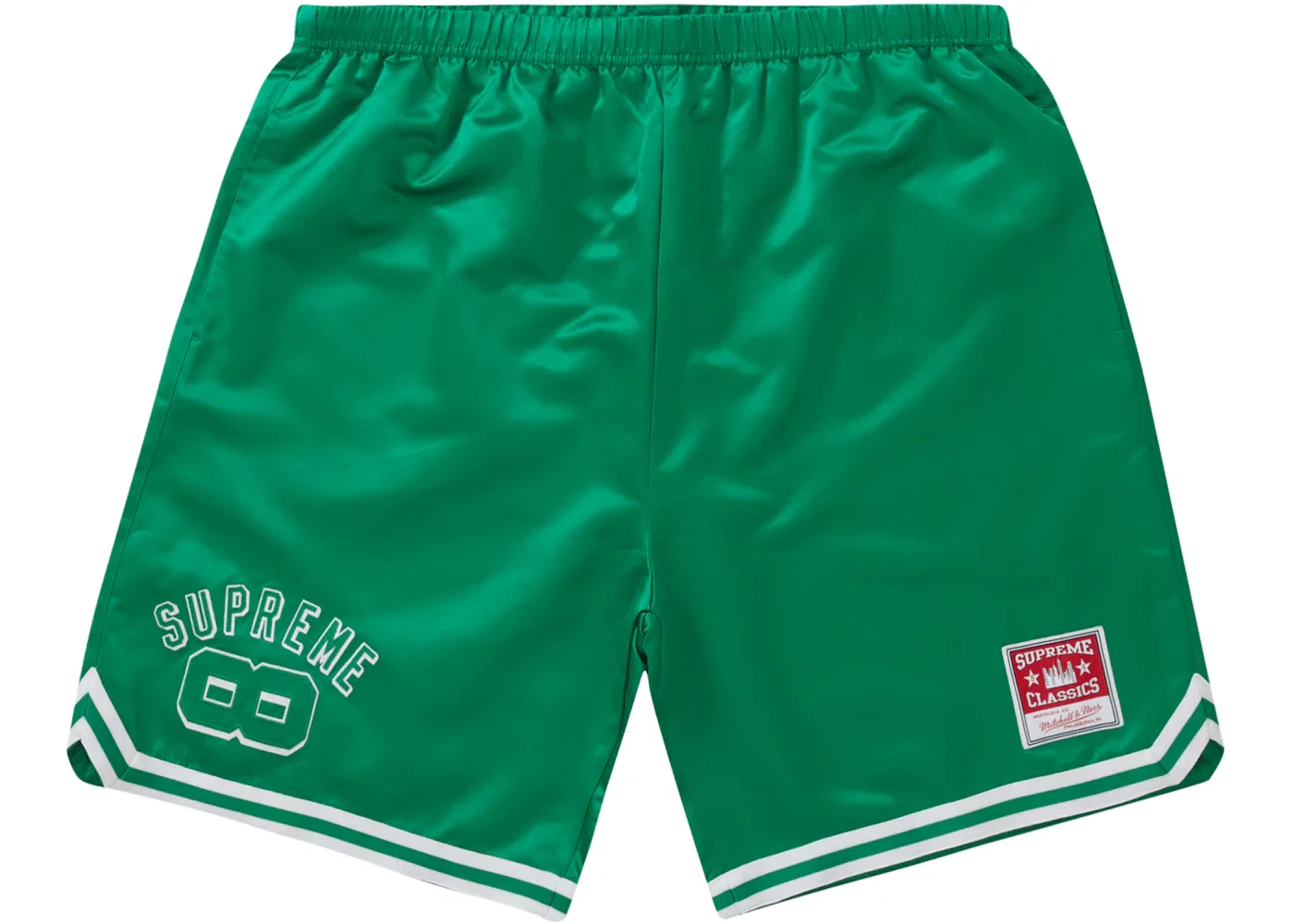 Мужские шорты сатиновые с принтом Supreme Mitchell & Ness, Green
