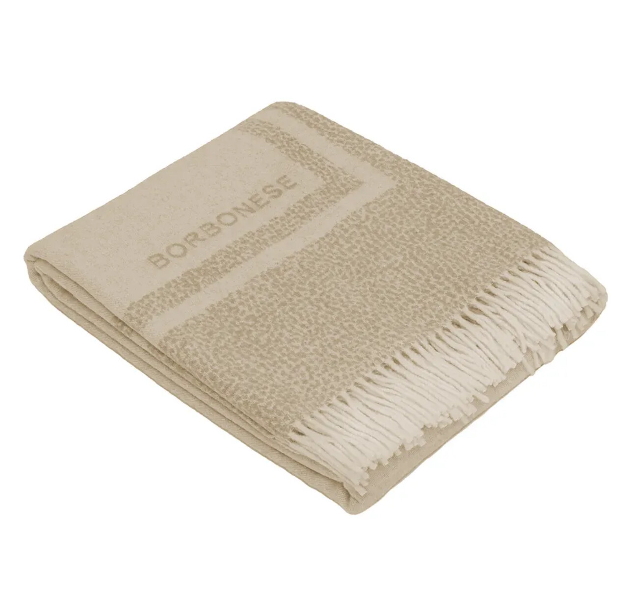

Плед Borbonese Wool Twist With Fringes, 140×170 см, песочный