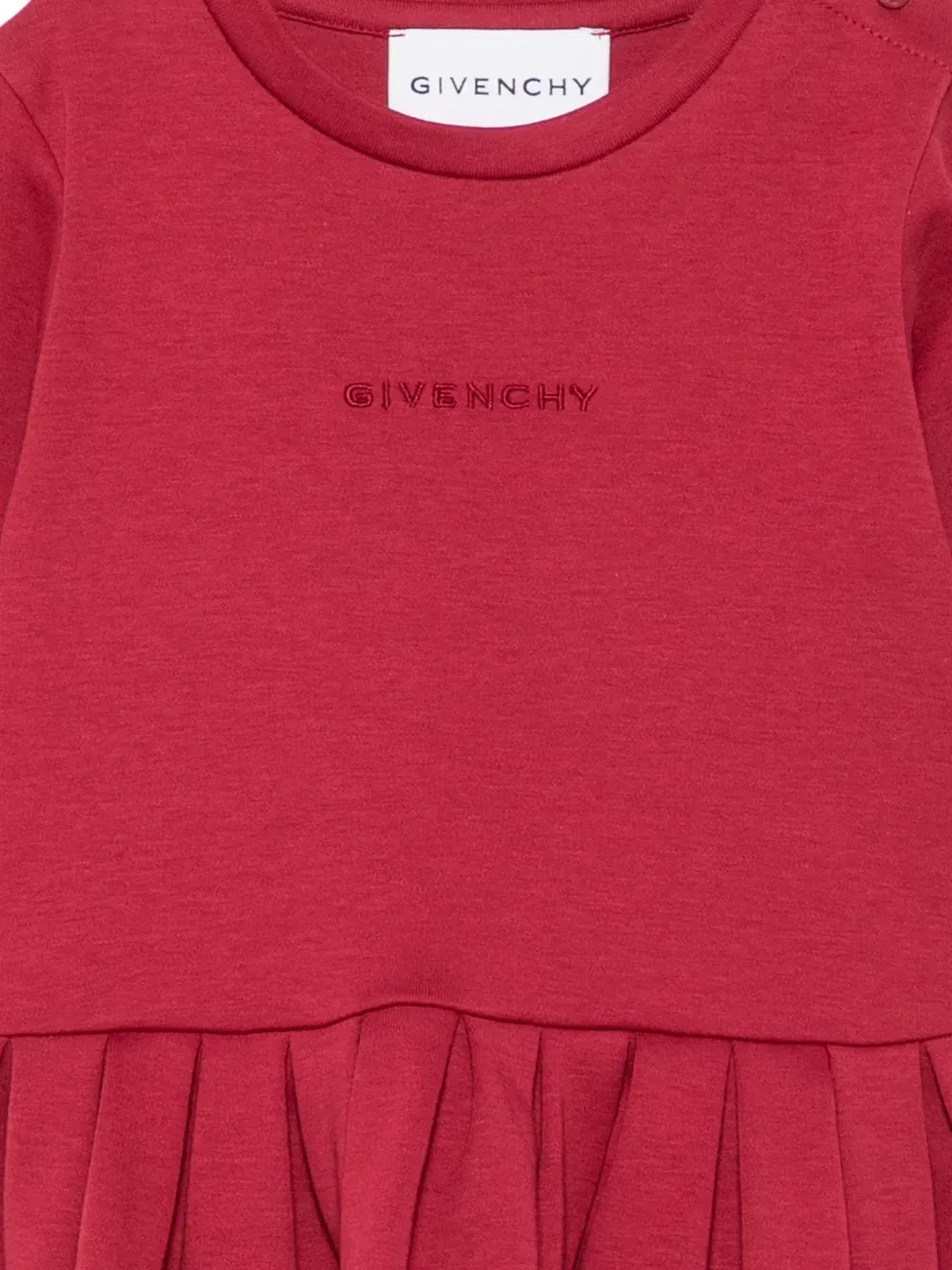 Платье плиссе с вышивкой логотипа Givenchy Kids, красный — фото 3