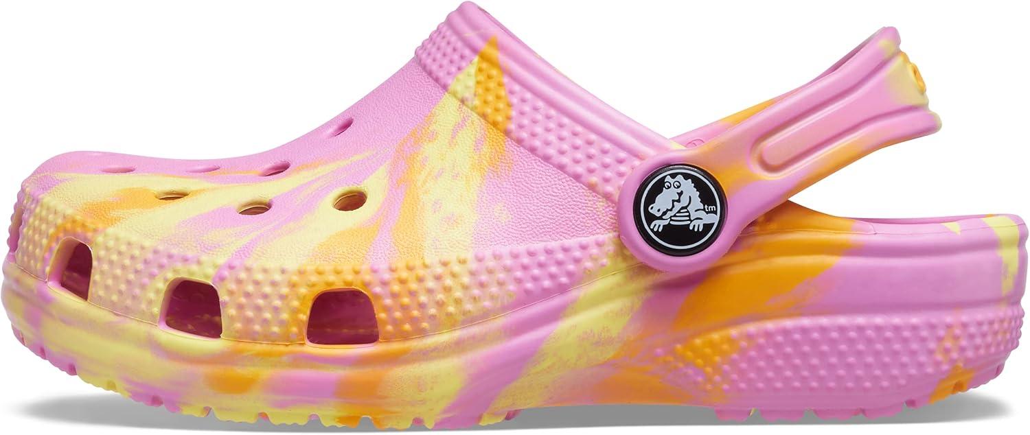 

Детские сабо Crocs унисекс, классические, с мраморным рисунком, акварельным рисунком, размер K, розовый
