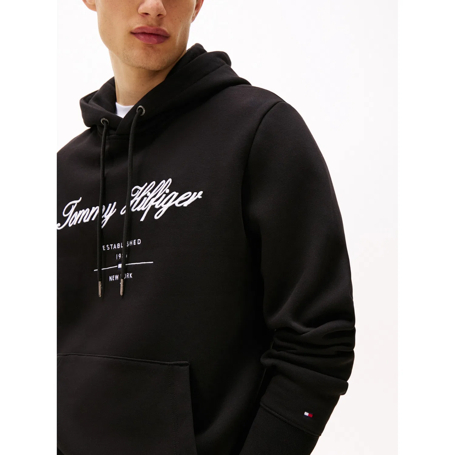 Мужской худи с накладным логотипом Tommy Hilfiger, Black — фото 2