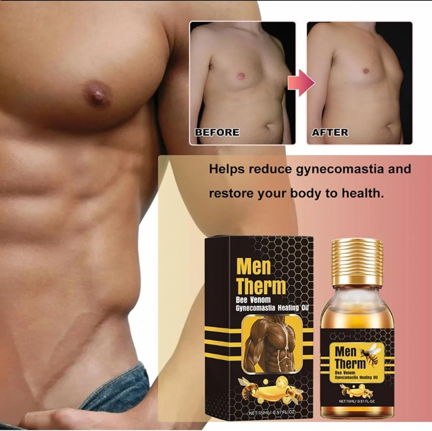 Масло для груди Gfouk Mentherm Bee Venom Oil, 3 шт., 15ml, Sovtay — фото 3