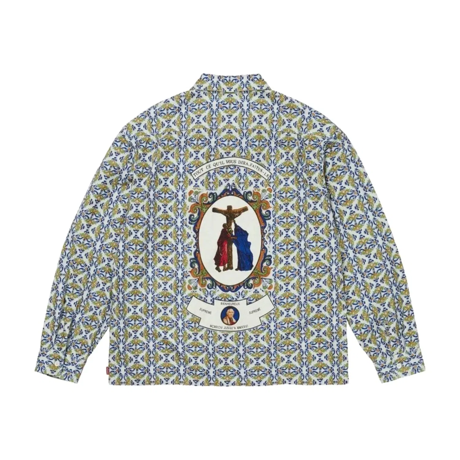 Мужская рубашка FW26 Devotion Flannel Zip Up Shirt 'White' Supreme, белый — фото 2