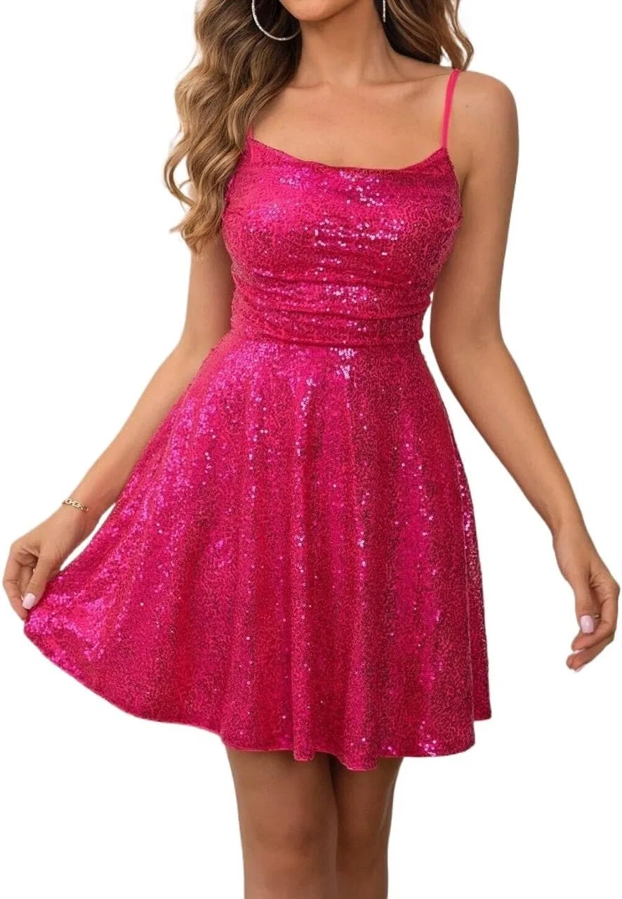 Женское вечернее платье с пайетками Slip Dress, Hot Pink