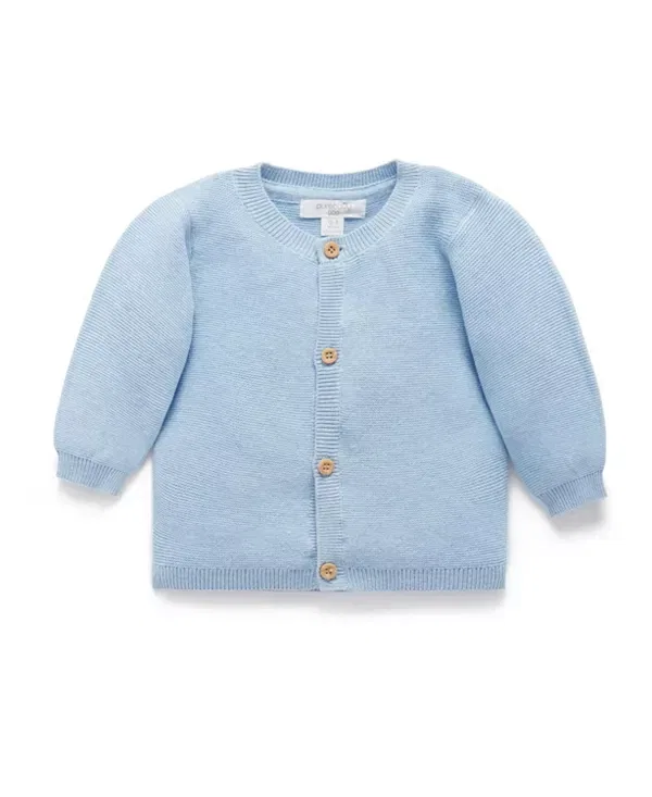 Детский вязаный кардиган для мальчиков с текстурой Purebaby, Blue Melange
