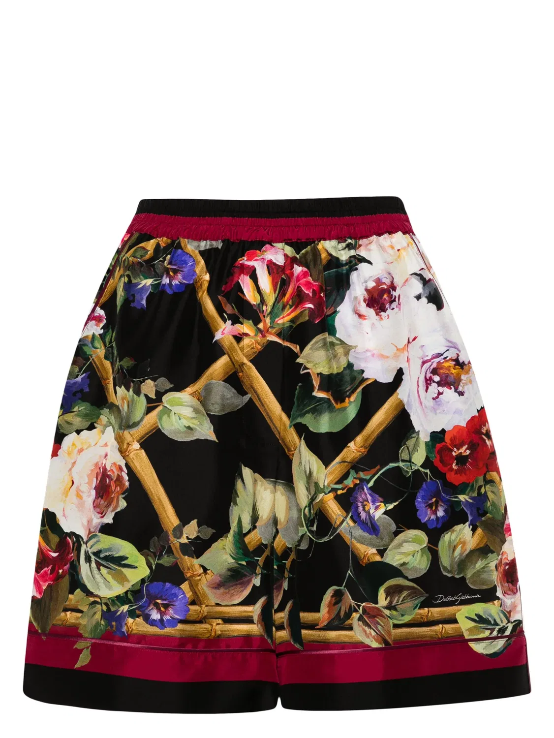 Шелковые пижамные шорты с цветочным принтом Dolce & Gabbana, черный