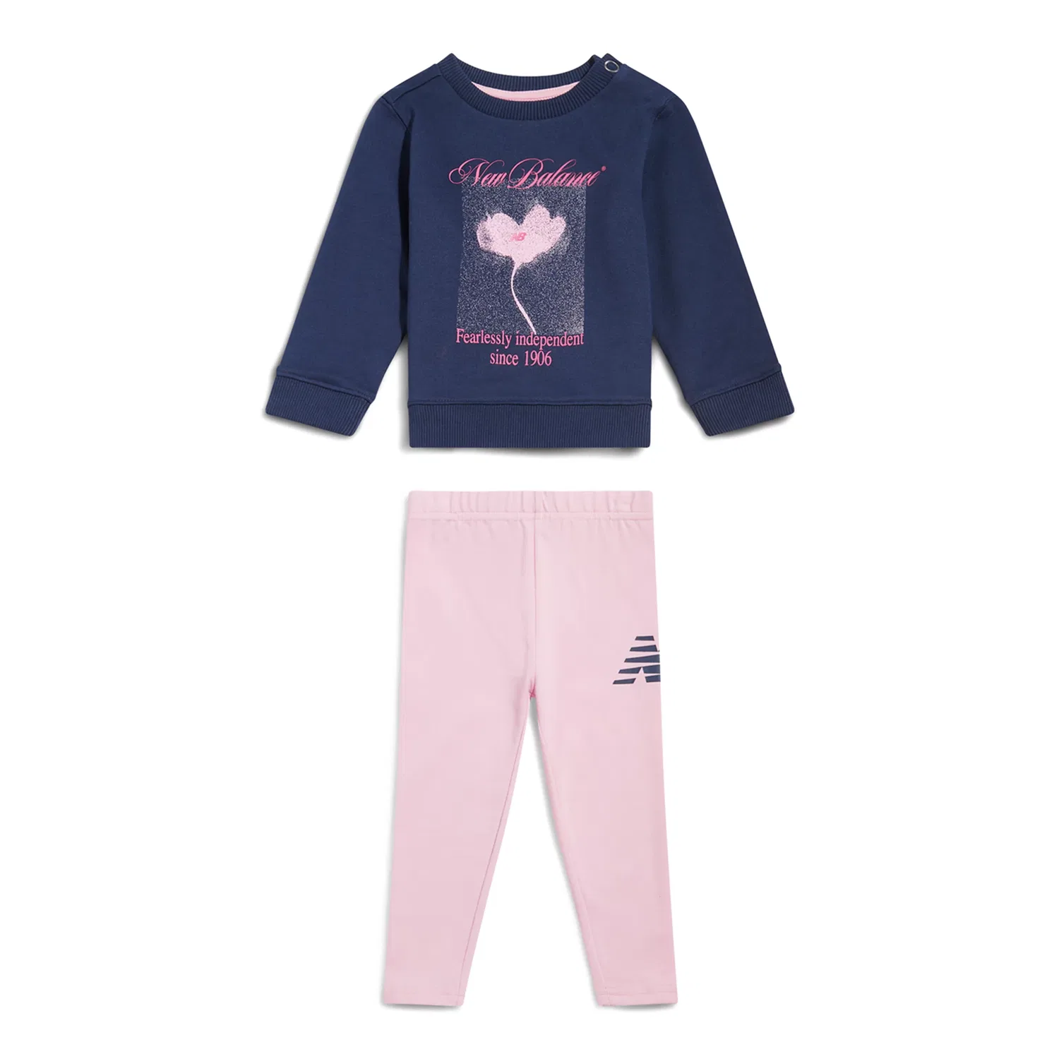 Детский комплект футболка и леггинсы с цветочным принтом Floral Graphic Crew & Legging Set New Balance, Nb Navy