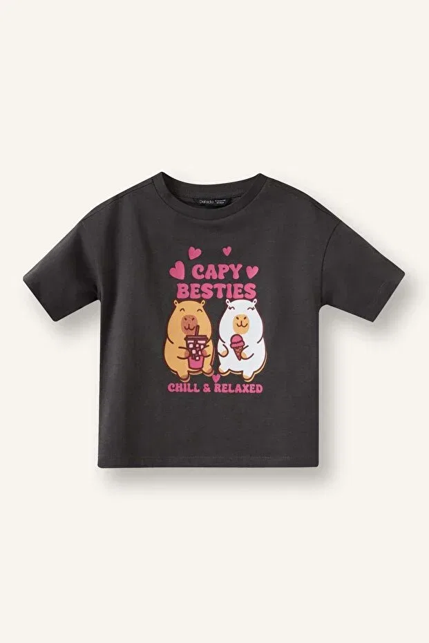 Детская футболка с принтом Baby Girl h5182a526sm Defacto, Anthracite-Ar210