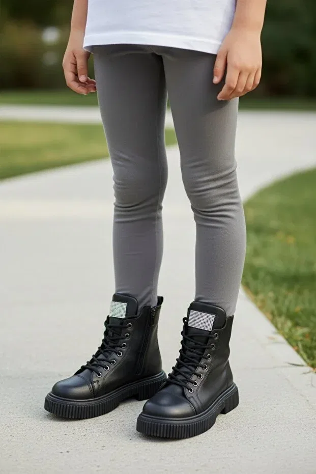 Детские ботинки для девочек с коротким каблуком Patik Bebe, Black — фото 4