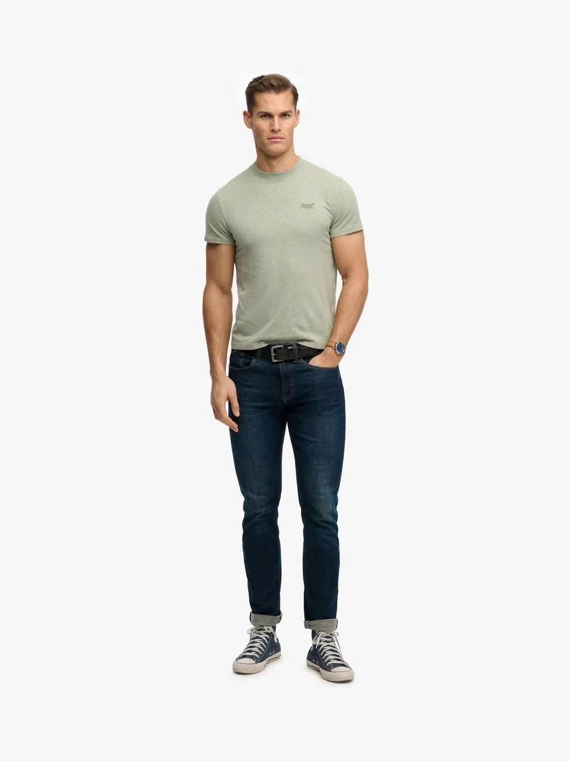 Футболка свободного кроя Essential Logo Embroidery Superdry, светло-зеленый меланж — фото 3