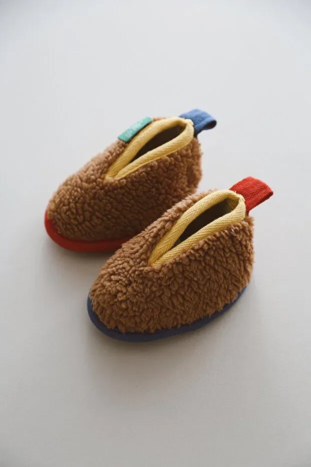 Детские пинетки для новорожденных из плюша Minik Adımlar Bebek, Brown