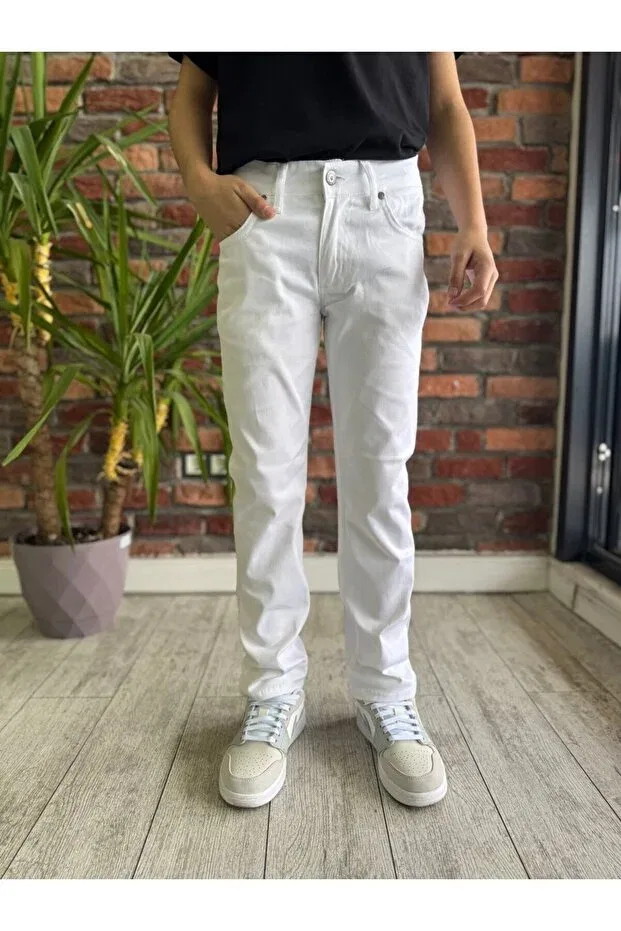 Детские брюки для девочек льняные Wkm, White