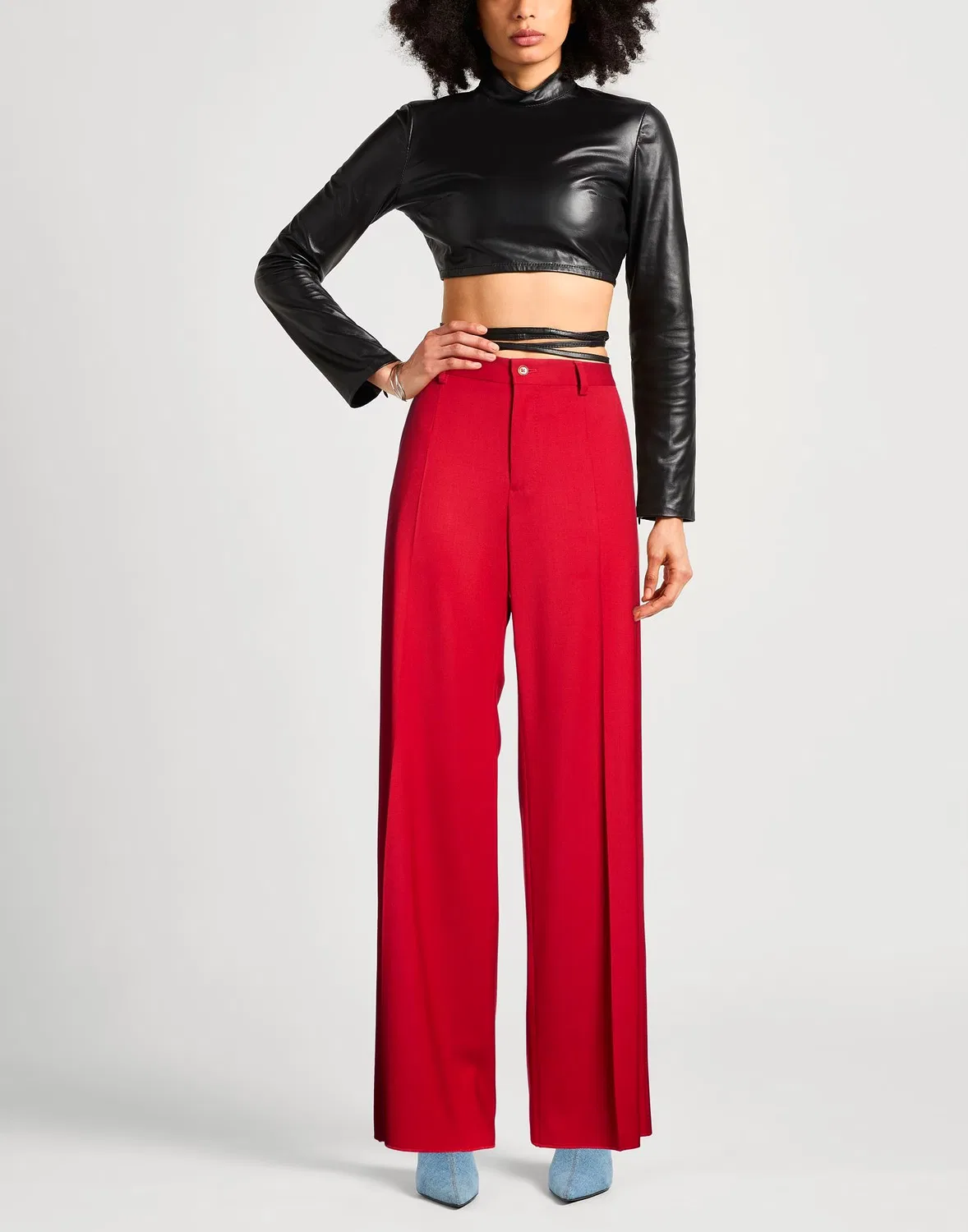 Женские широкие брюки из шерсти Dsquared2, красный — фото 2
