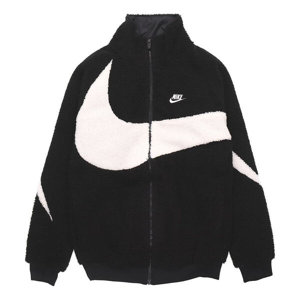 

Куртка Nike Big Swoosh Large Logo lamb's wool Stay Warm Stand Collar Jacket Black White, белый