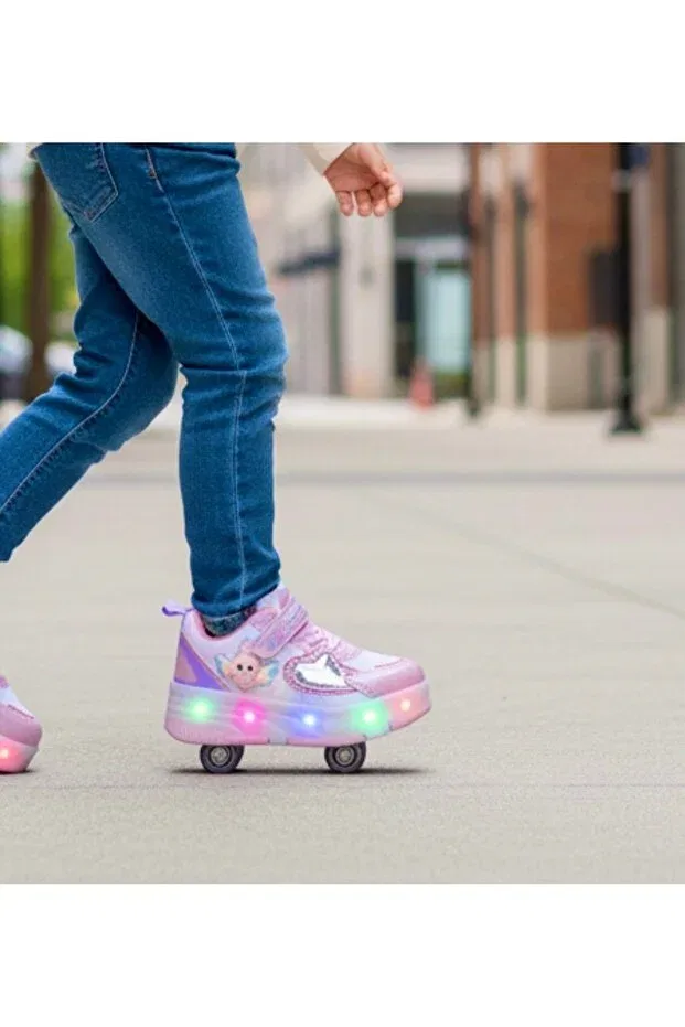 Детские роликовые кроссовки для девочек с подсветкой Jojo Kids, Lila — фото 4