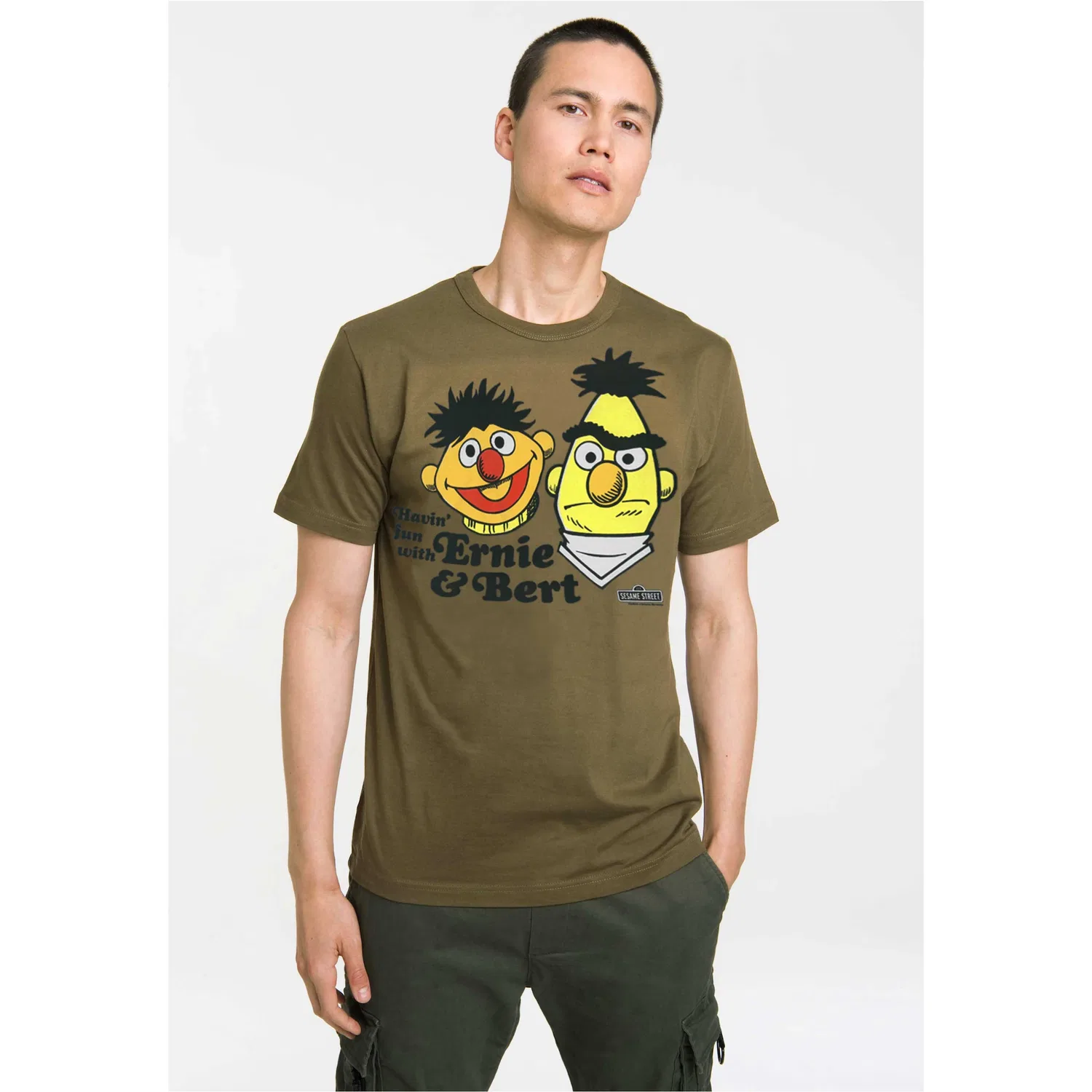 Детская футболка с принтом Ernie & Bert LOGOSHIRT, Olive Green