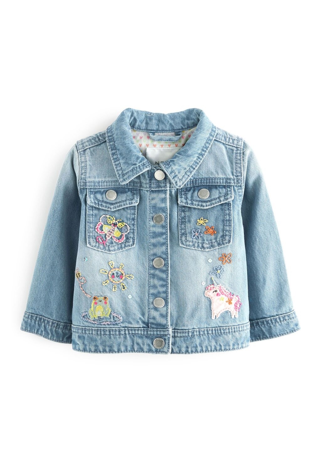 

Джинсовая куртка Embroidered Unicorn Next, цвет mid blue