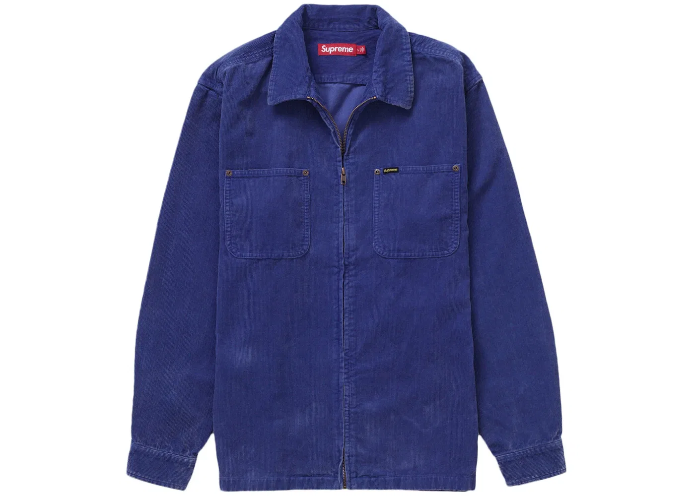 Мужская рубашка из вельвета с принтом Supreme Washed Corduroy Zip Up Shirt Supreme, Blue — фото 2
