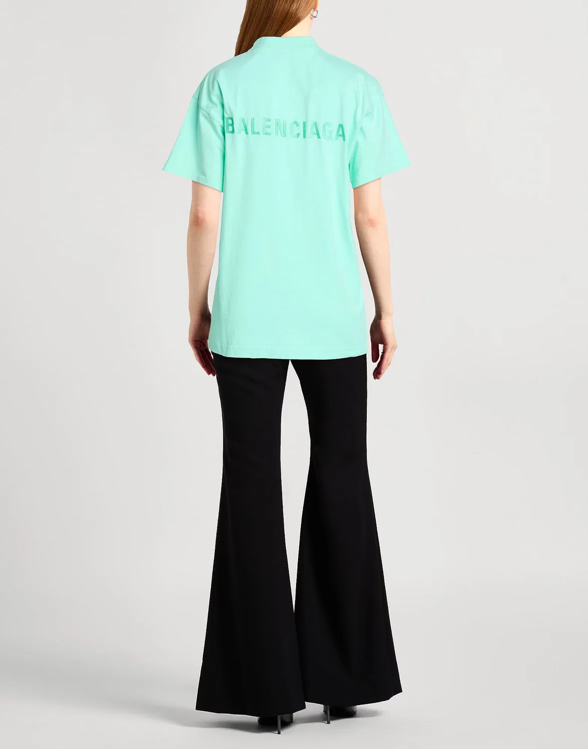 Женская футболка с аппликацией Balenciaga, светло-зеленый — фото 3